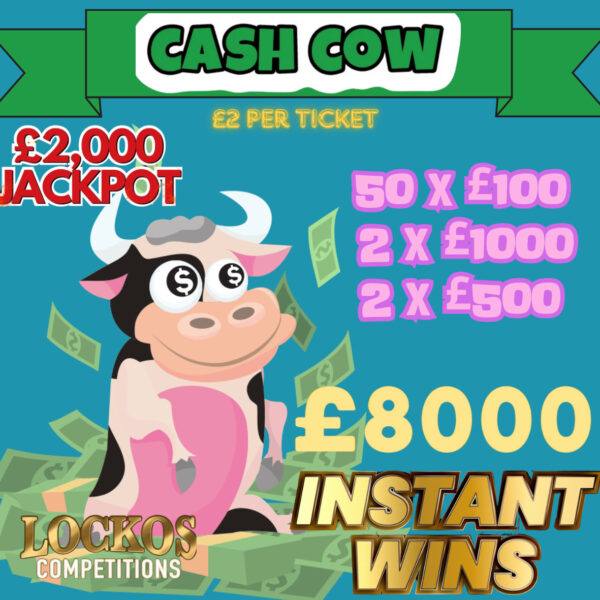 £10,000 CASH COW. £2,000 PRIZE POT WITH £8,000 WORTH OF INSTANT WINS