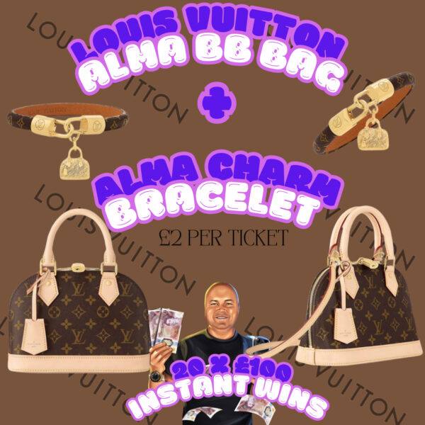 LOUIS VUITTON ALMA BB BAG + ALMA CHARM BRACELET WITH 20 X £100 INSTANT WINS
