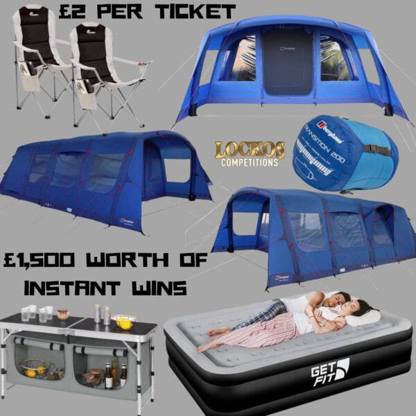 THE ULTIMATE CAMPING BUNDLE WITH £1,500 WORTH OF INSTANT WINS