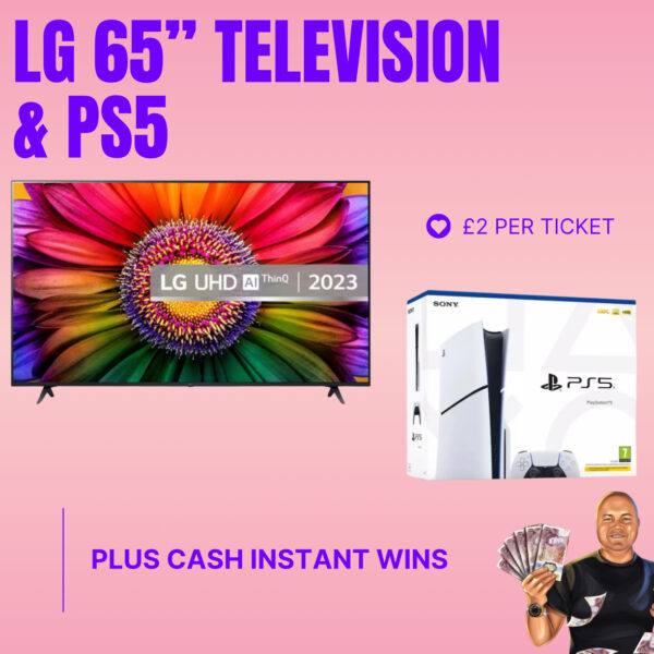 LG TELEVISON WITH PLAYSTATION 5, £1000 WORTH OF INSTANT WINS