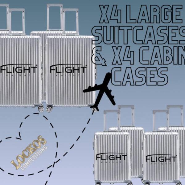 X8 FLIGHT KNIGHT SUITCASES (X4 LARGE & X4 CABIN) PLUS CASH INSTANT WINS!!!!