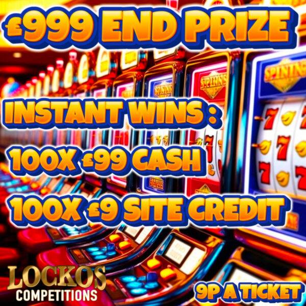 £999 END PRIZE WITH 100X £99 CASH PLUS SITE CREDIT FOR 9P